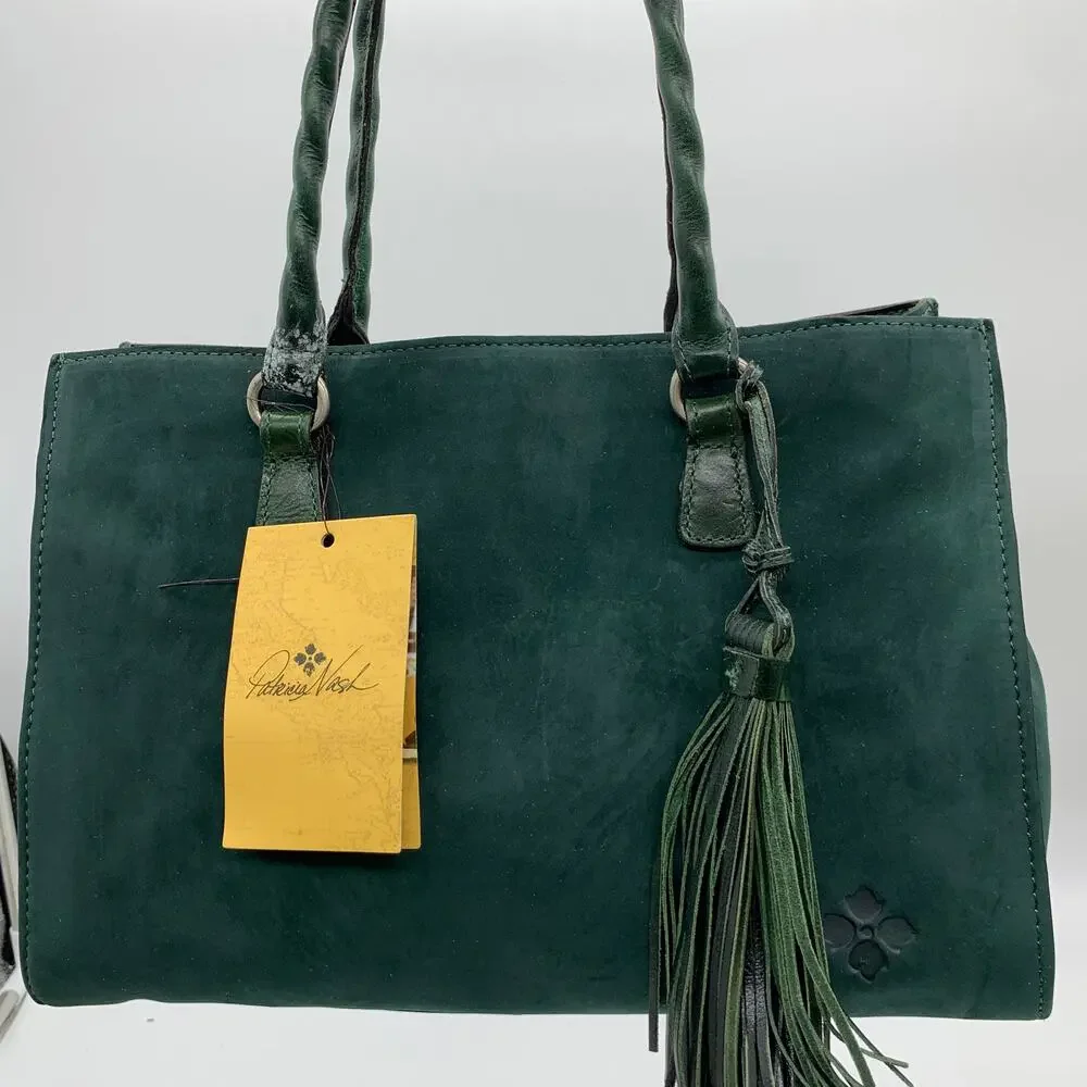 Patricia Nash Leather Handbags Primrose Satchel Dark Green Purse